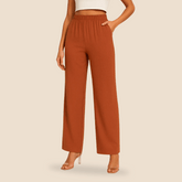 Spodnie damskie - proste nogawki - elastyczny pas