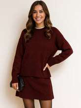 Miękki zestaw damski - sweter - mini spódnica Luo