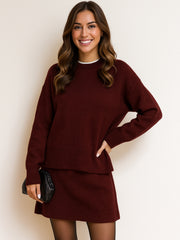 Miękki zestaw damski - sweter - mini spódnica Luo