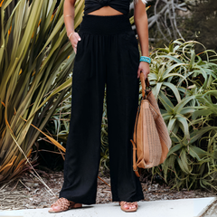 Wygodne lniane spodnie dla kobiet - lekkie - przewiewne - stylowe