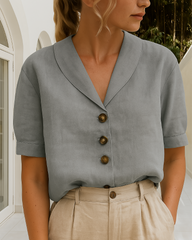 Trendy damska koszulka - bawełna i len - lekka i stylowa