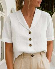 Trendy damska koszulka - bawełna i len - lekka i stylowa